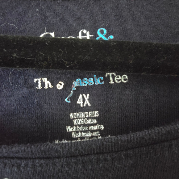 3X, 4X Croft & Barrow Dark Blue Polka Dot Short Sleeve Top - Picture 5 of 5